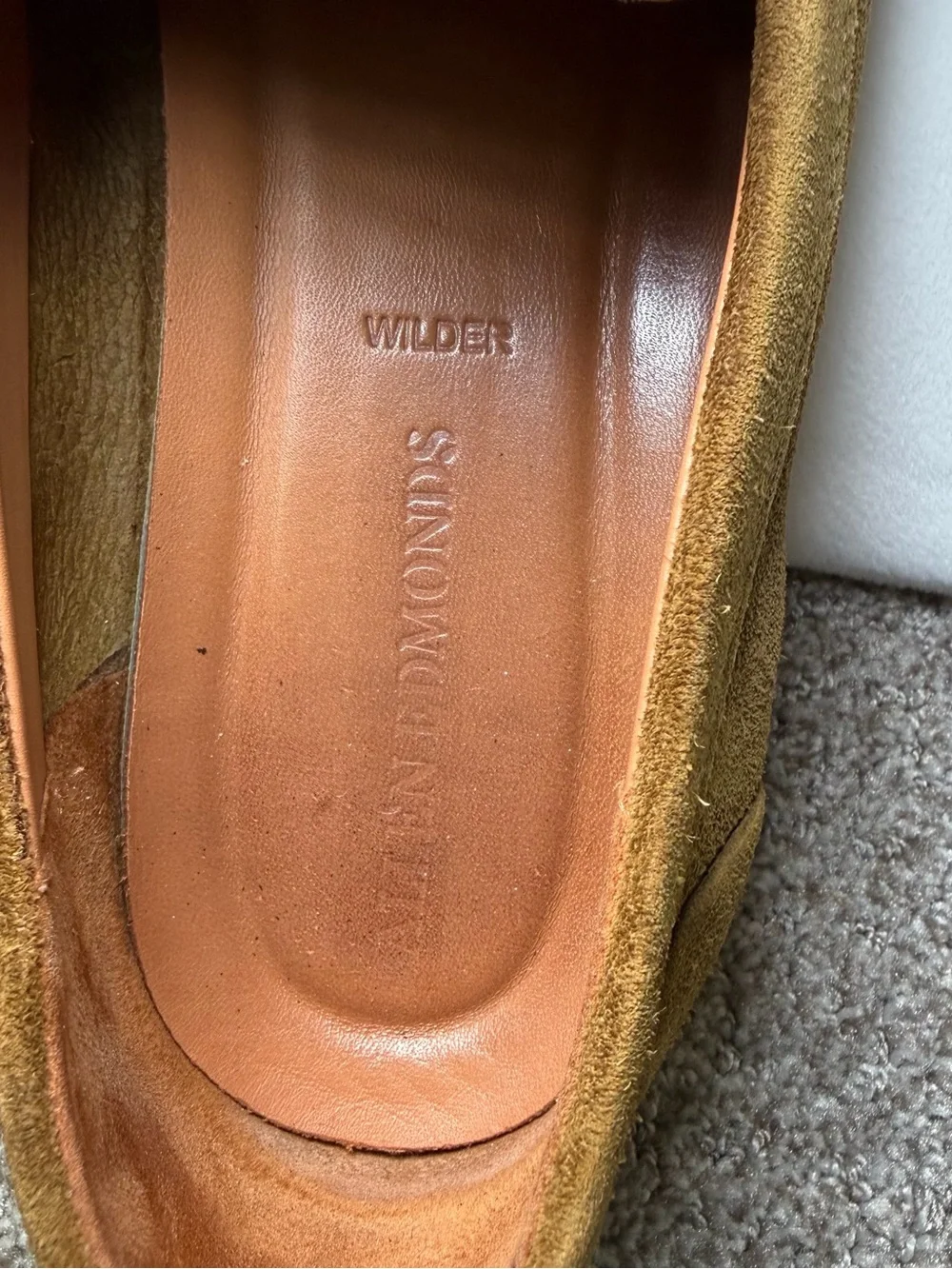 Allen Edmonds Wilder Olive Green Suede Slip-On Loafers